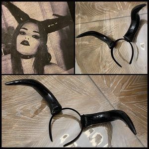 Black Devil Demon Horns Adult Size adjustable on headband